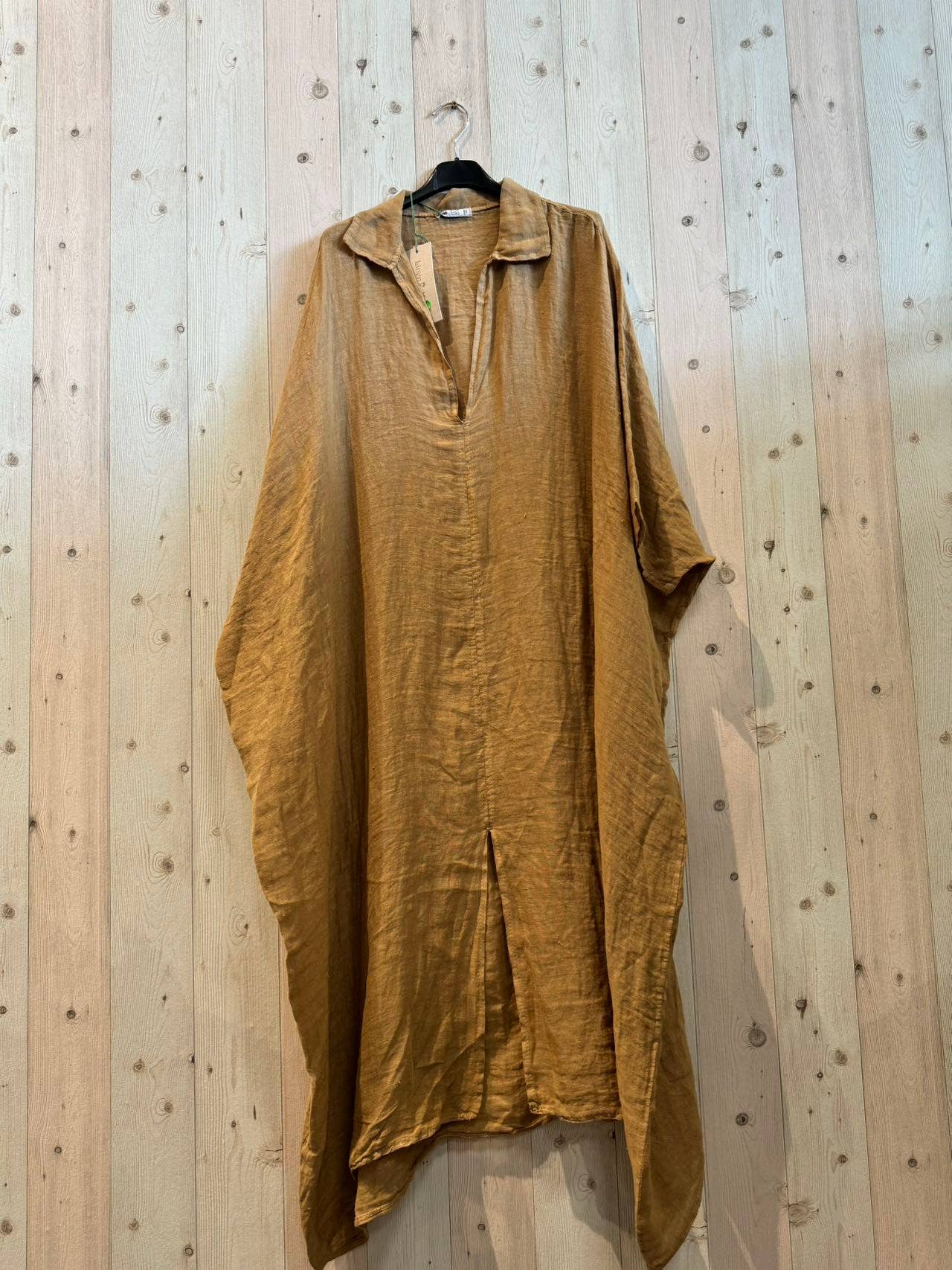 Ref-9036 Plain 100% Linen Kaftan: Amarillo