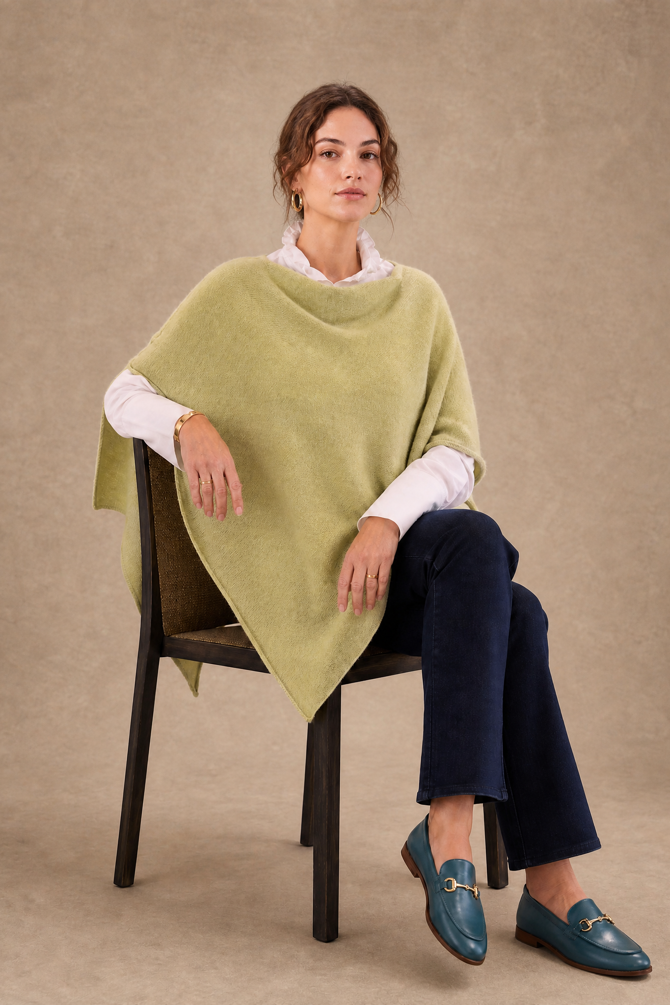 Cashmere Blend Pistachio Poncho